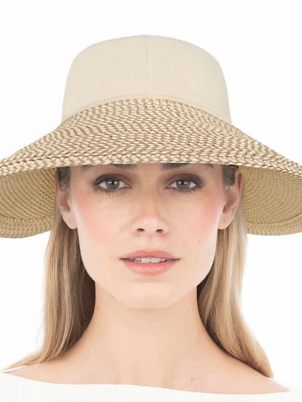 😎Eric Javits Wide Brim Straw Sun Hat : UPF 50+ (blocks 95% UVA/UVB rays)☀️ - Picture 1 of 6